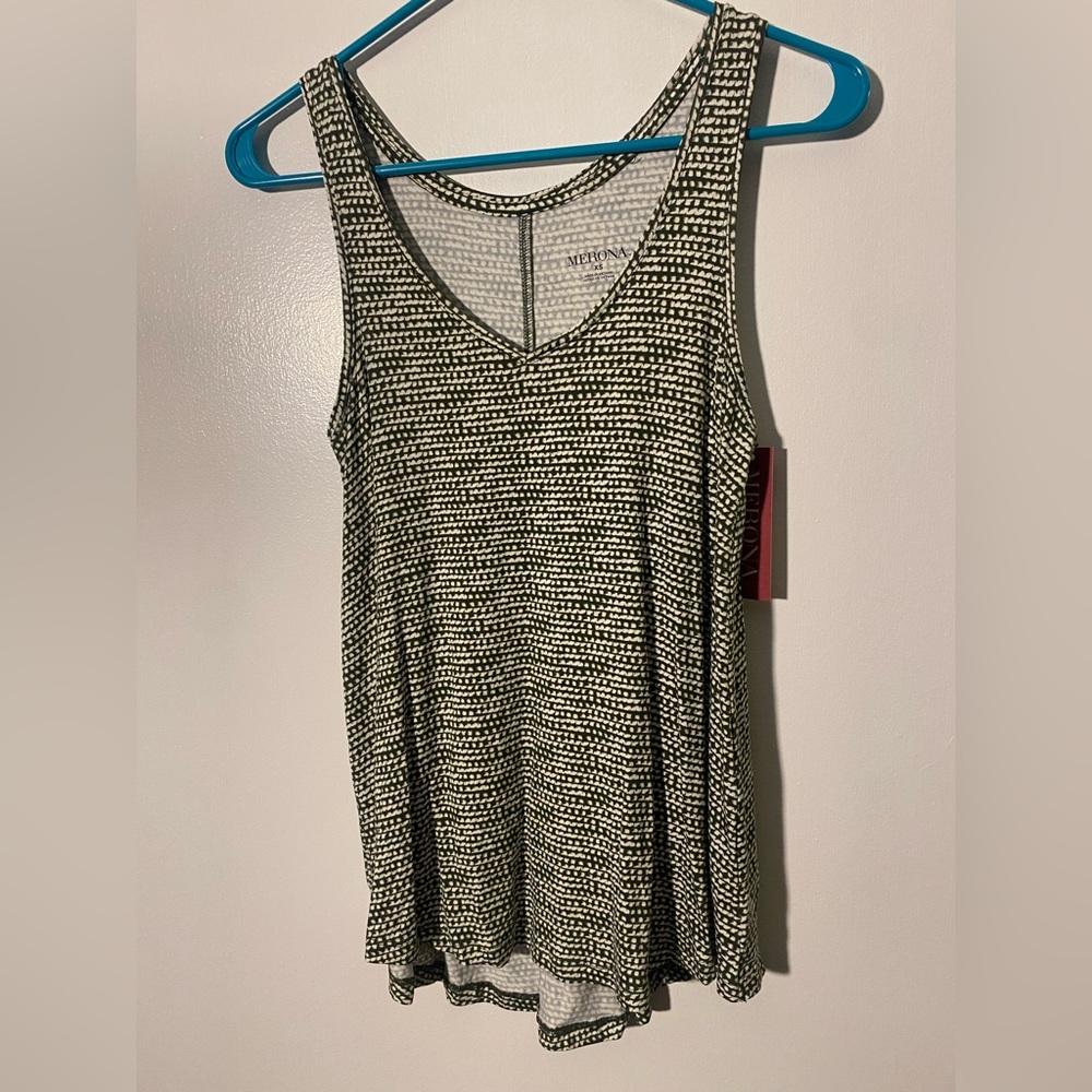 NWT Merona Olive Green Print Tank Top - XS